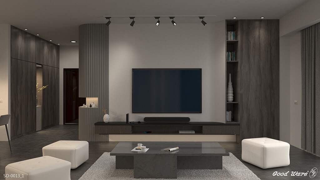 簡約現代客廳｜平釘天花板