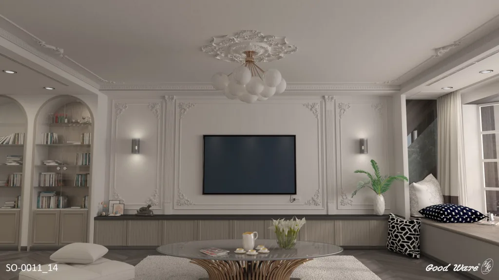輕奢法式客廳電視牆效果圖
