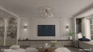 輕奢法式客廳電視牆效果圖