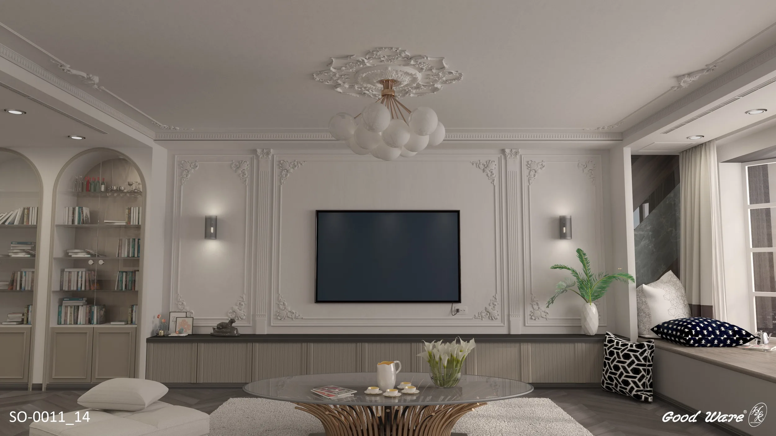 輕奢法式客廳電視牆效果圖