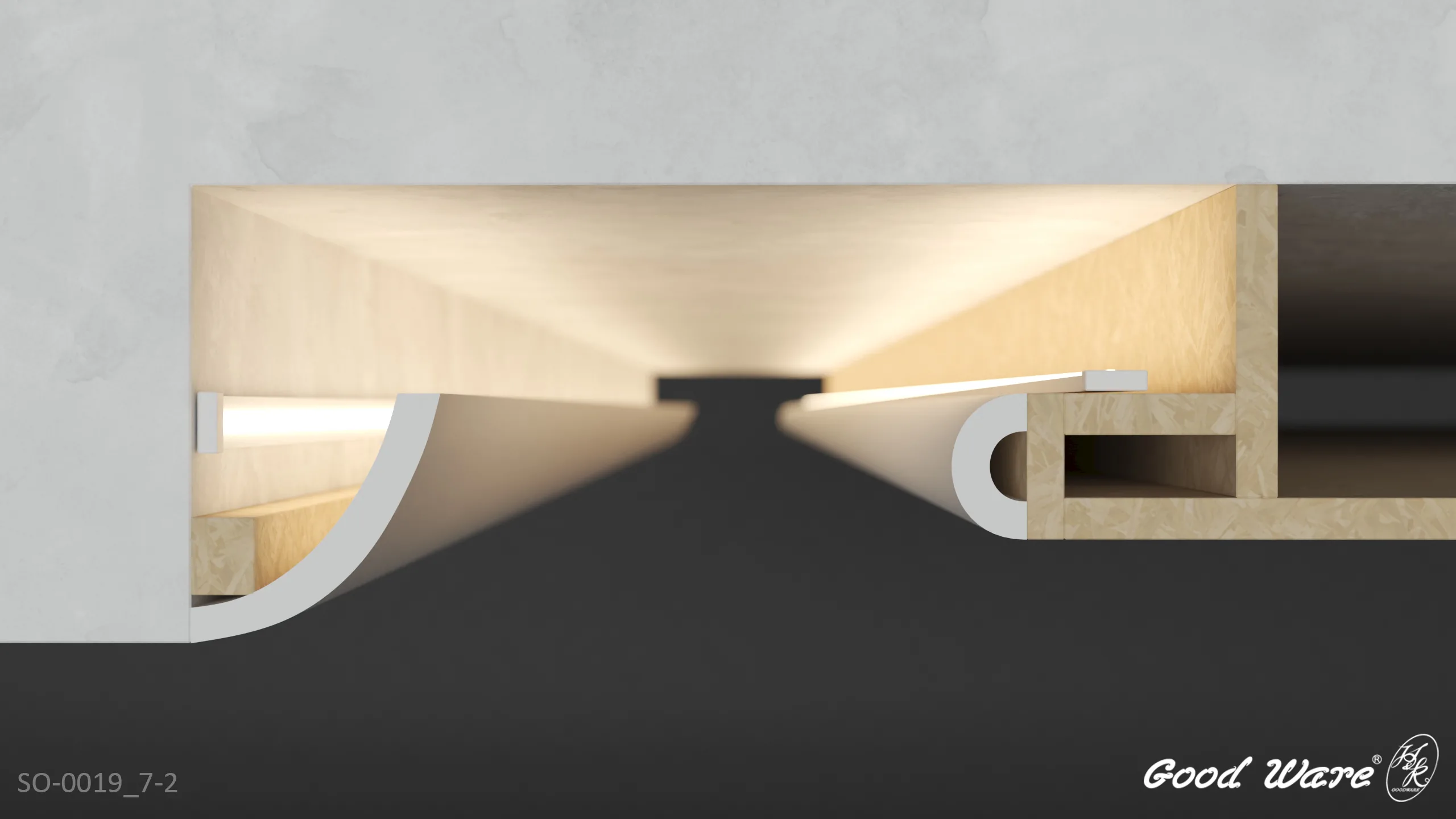 以HK-510線板與HK-651線板構成間接照明天花板剖面圖