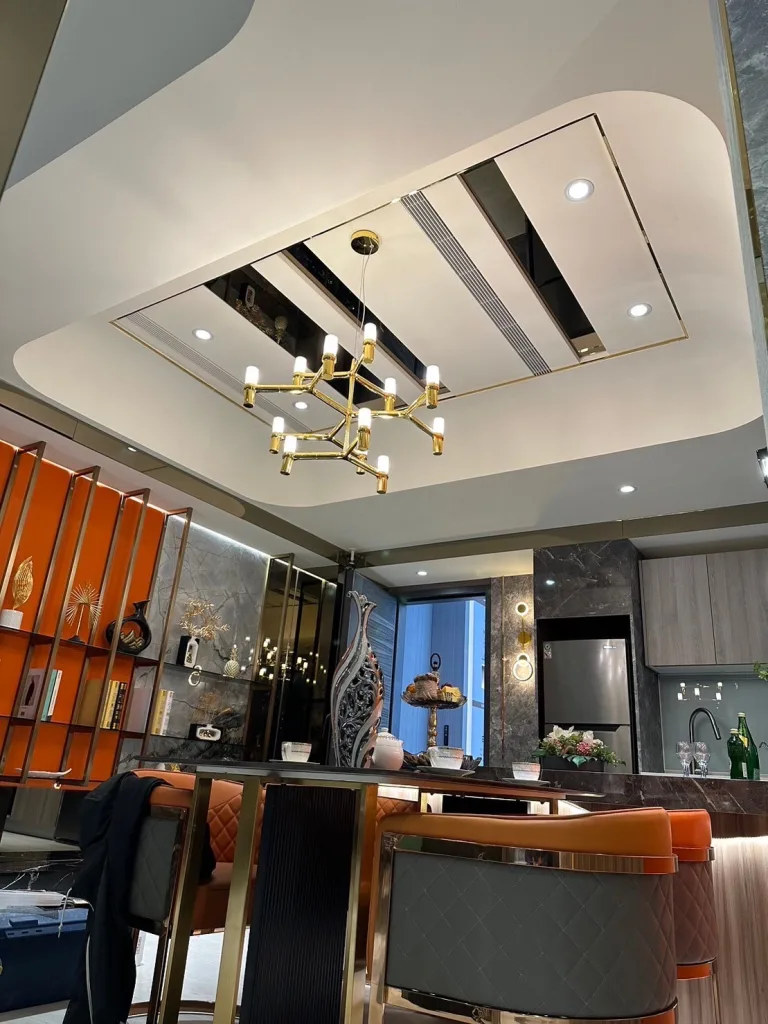 彎弧線板搭配弧形接角用於天花板裝修