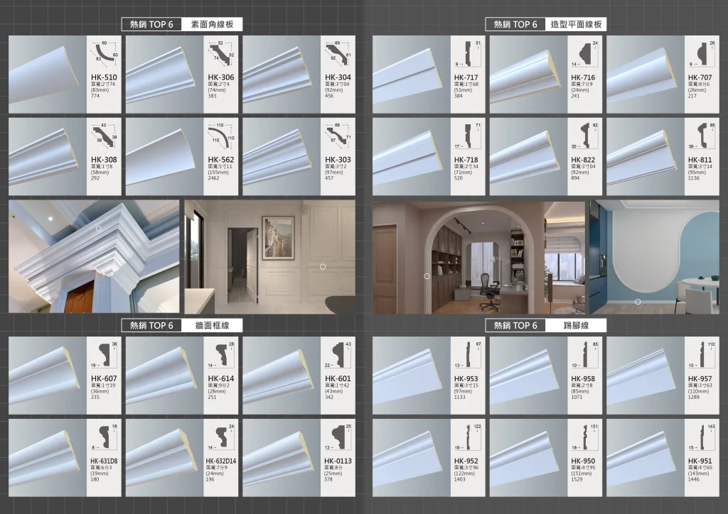 素面線板DM：熱銷牆面框線板、角線板、造型線板、踢腳線推薦